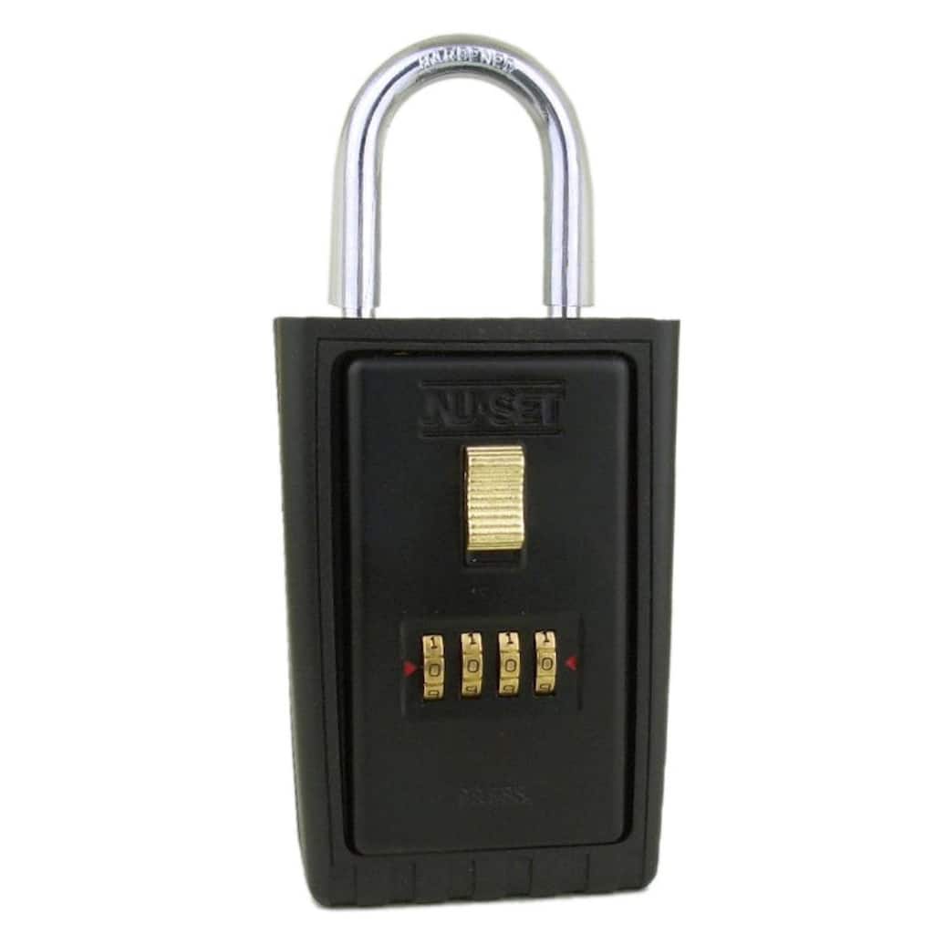 NUSET 4-Number Combination Lock Box, Keyed Shackle