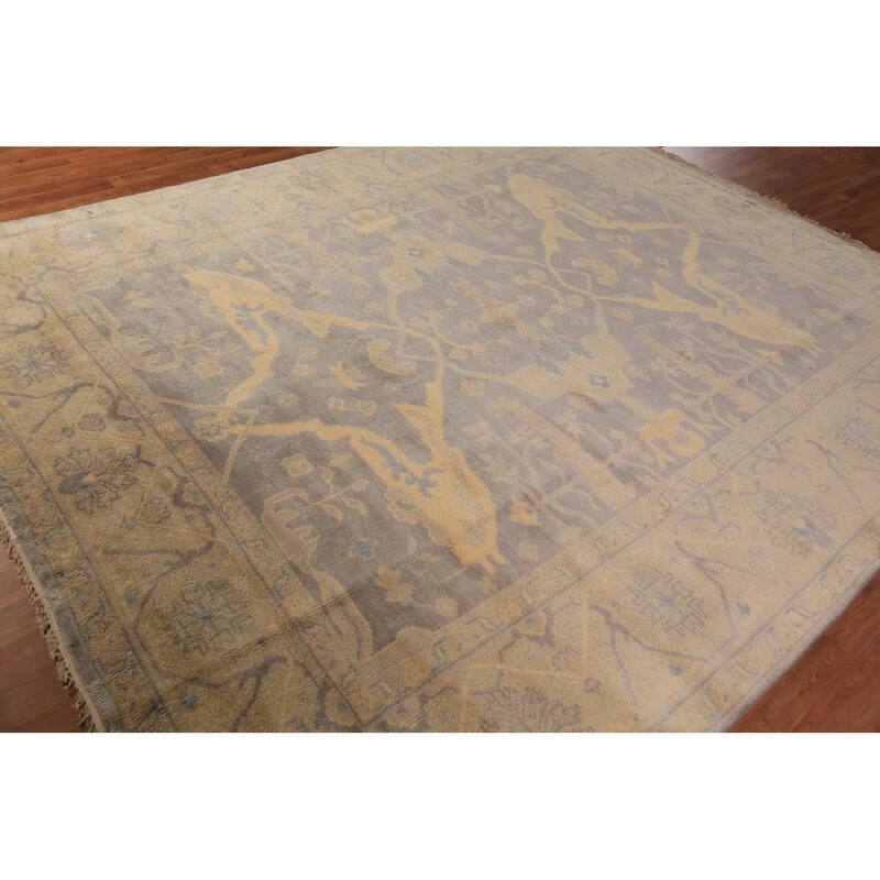 Earth Tone Oushak Indian Area Rug Handmade Wool Carpet - 8'0"x 9'7"