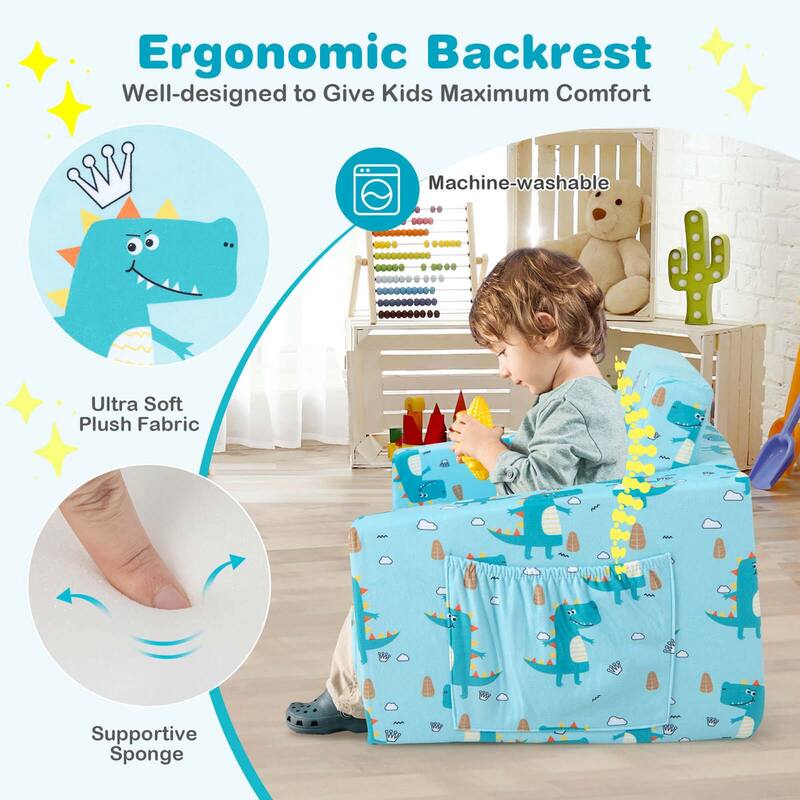 Costway 2-in-1 Convertible Kids Sofa Children Flip-Out Lounger Couch - See Details