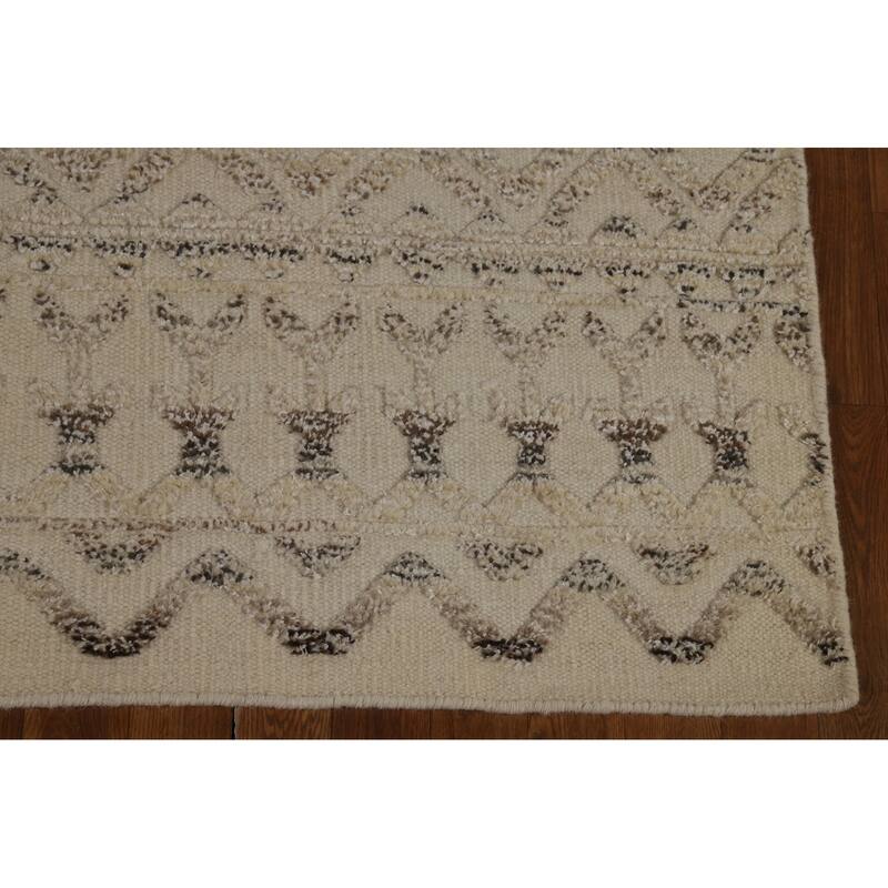 Chevron Style Moroccan Oriental Area Rug Handmade Wool Carpet - 5'1" x 8'2"