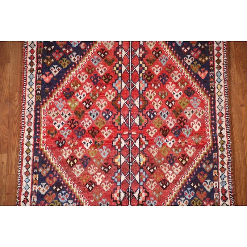 Shiraz Persian Vintage Area Rug Handmade Wool Carpet - 3'1"x 4'3"