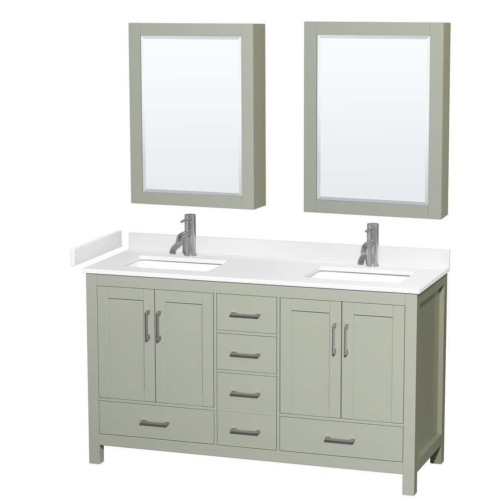 Wyndham Collection Sheffield 60" Double Bathroom Vanity, Carrara