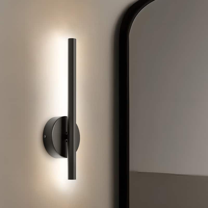 15.7 in. Modern Gold/Black Linear Bathroom Vanity Light Dimmable Integrated LED Wall Light - 6000K - Black