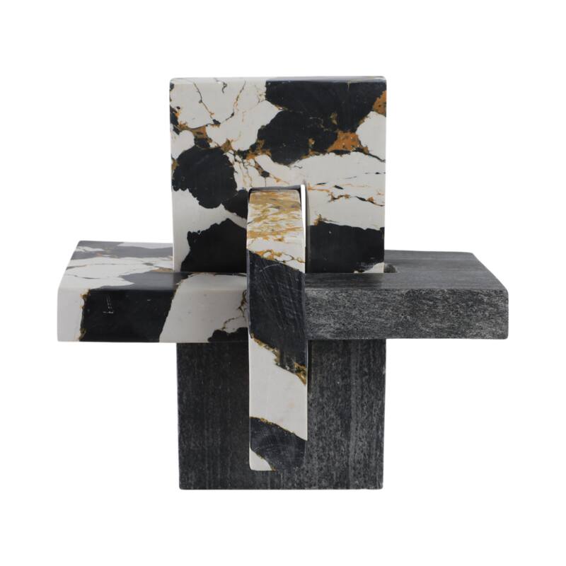 Stone Marble Decorative Object Geometric Sculpture Handcrafted Accent