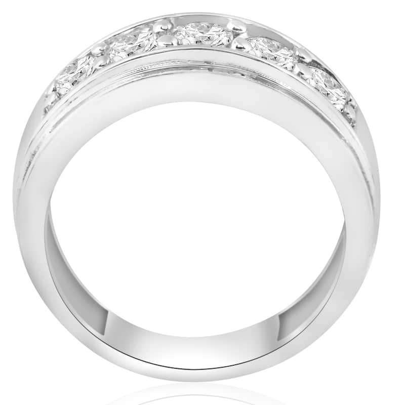 1 ct Mens Diamond Five Stone Wedding Ring White, Yellow, Rose Gold