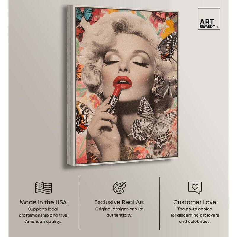 Iconic Lady Butterfly Collage Canvas by Art Remedy