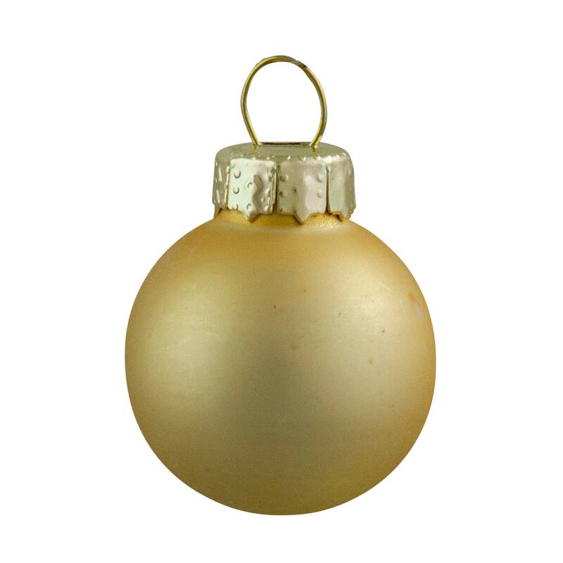 2-Finish Mini Christmas Glass Ball Ornaments - 1" (25mm) - Gold - 24ct