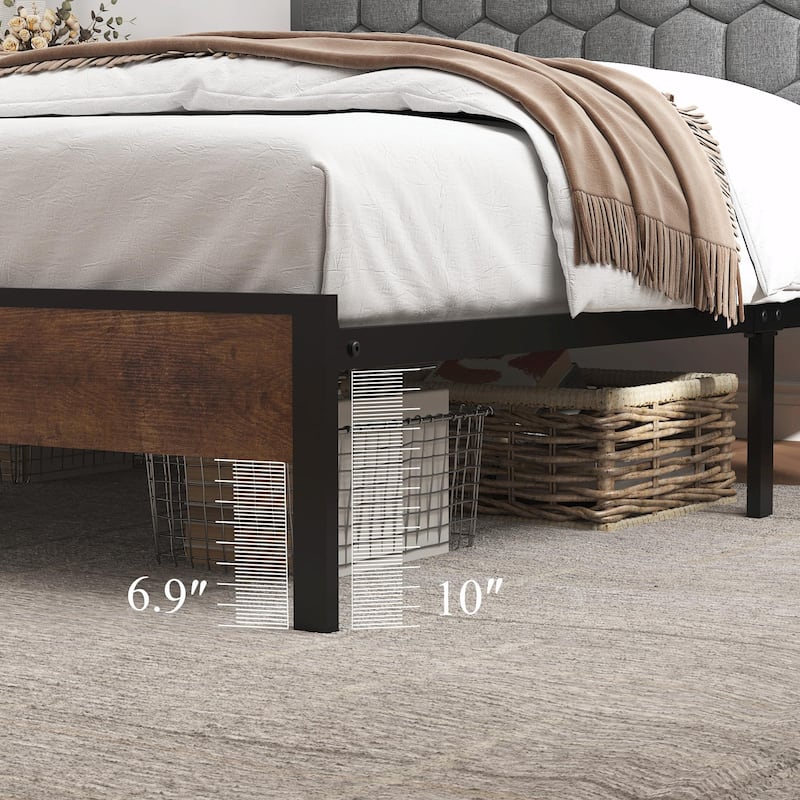 Vintage Shelf Headboard Bed - Built-in USB Ports