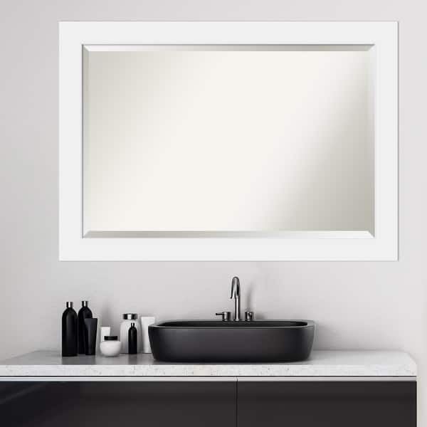 slide 2 of 7, Beveled Wood Bathroom Wall Mirror - Corvino White Frame - Outer Size: 41 x 29 in