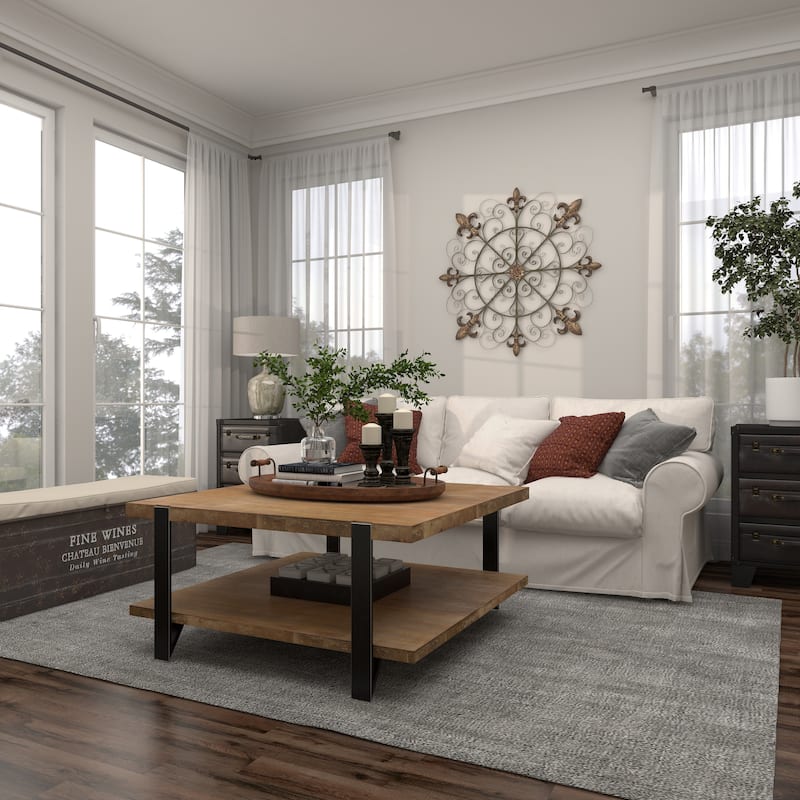 Brown Metal Medallion Fleur De Lis Home Wall Decor with Detailed Scrollwork