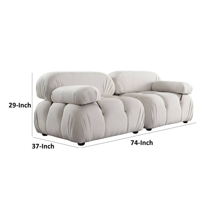 Hito 2 Piece Modular Armchair Sofa Set, Light Cream Bubble Grid Tufting