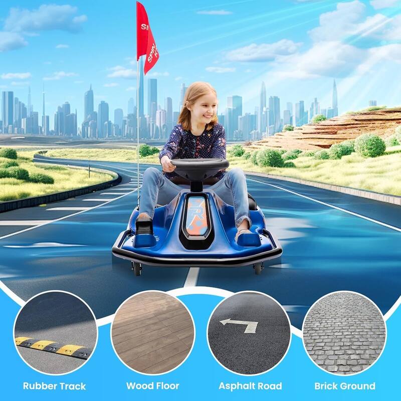 24V 7A Electric Ride-On Drifting Go Kart for Kids Best Gift