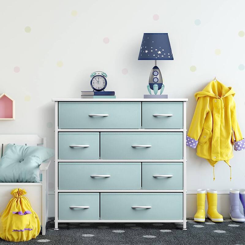 Dresser w/ 8 Drawers Furniture Storage & Night Stand Table for Bedroom