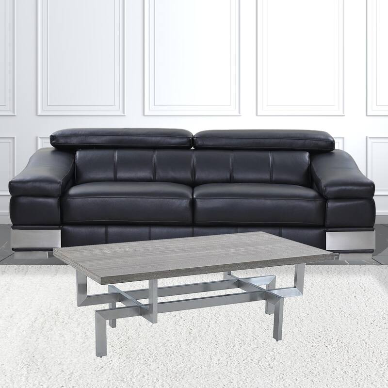 HomeRoots 51" Gray And Silver Stainless Steel Coffee Table - 51