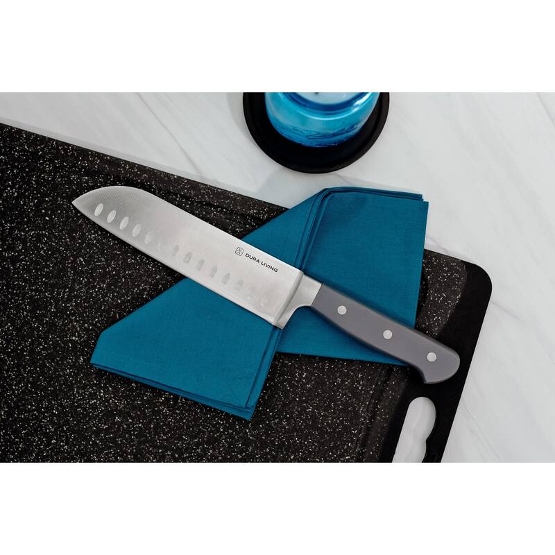 Dura Living 7-inch Hollow Edge Santoku Knife - High Carbon Stainless Steel