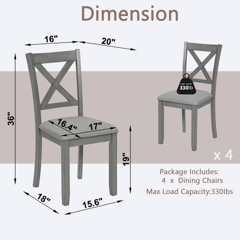 Fabric Side Chair Rustic Dining Chair Kitchen Chair Coffee Chair Gray Office Chair Upholstered Chair with Wood Legs
