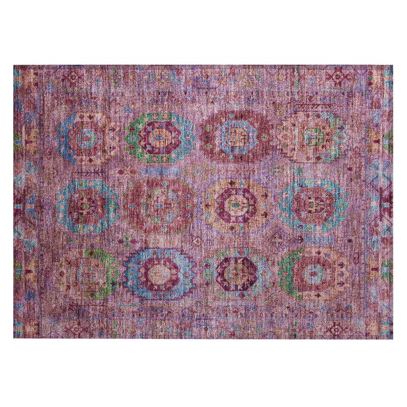Machine Washable Indoor/ Outdoor Boho Vintage Chantille Rug