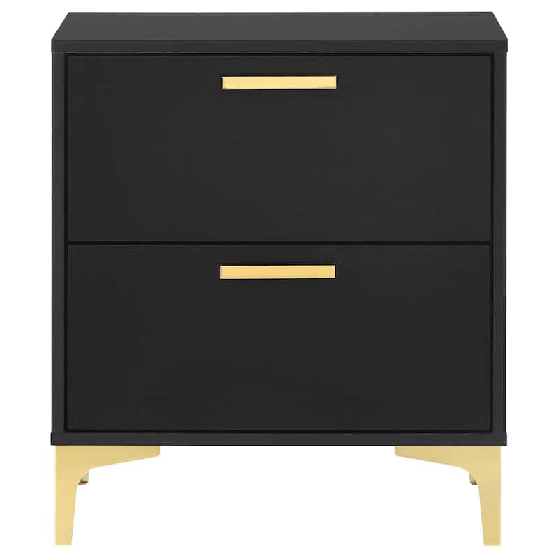 Lexie Black and Gold 2-Drawer Rectangular Nightstand