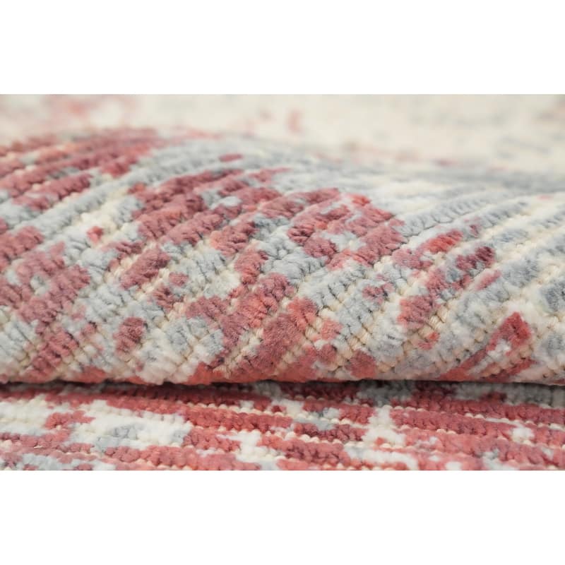 Hand Knotted Oriental Viscose Silk Carpet Modern All-Over Multi-Colored Abstract Area Rug - 4' 0'' X 2' 0''