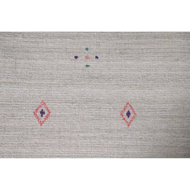 Tribal Beige Gabbeh Indian Area Rug Handmade Wool Carpet - 7'10"x 9'9"