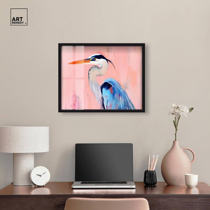 Rosy Dawn Heron Shadowbox by Art Remedy