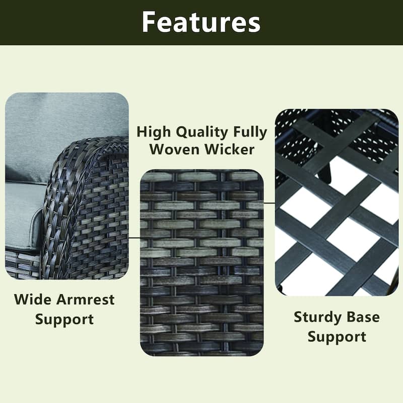 Outdoor Swivel Rocker Patio Chairs with Table Set of 2
