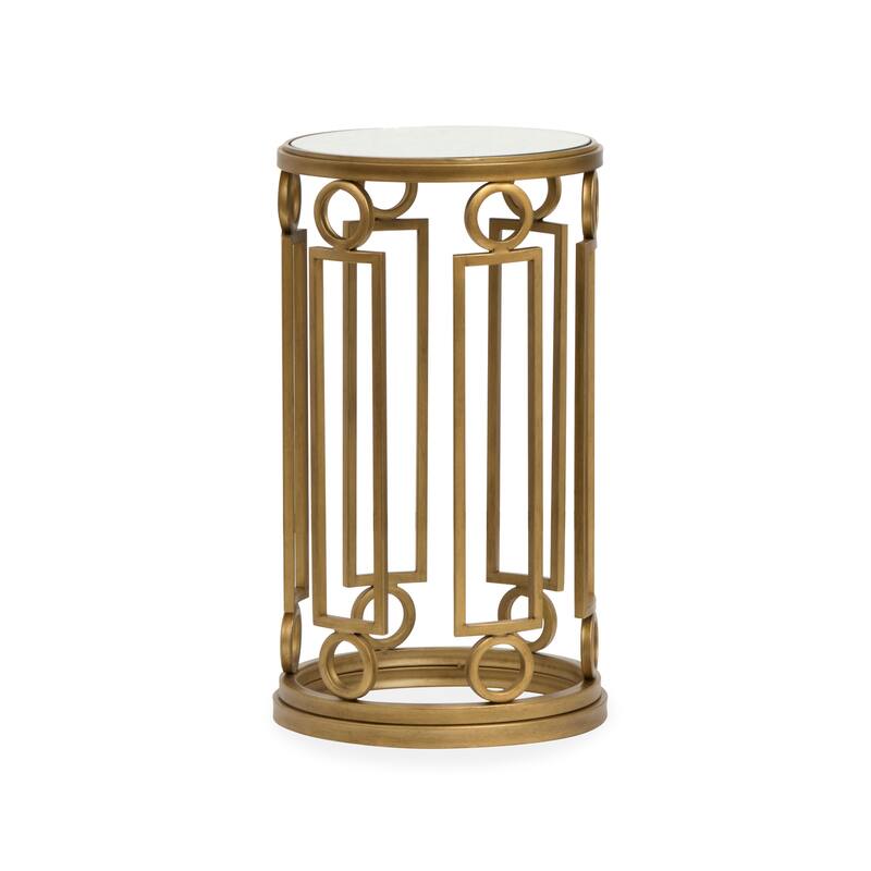 Magnussen Home Lorena Burnished Brass Round Accent Table - 14.5''W x 14.5''D x 25''H