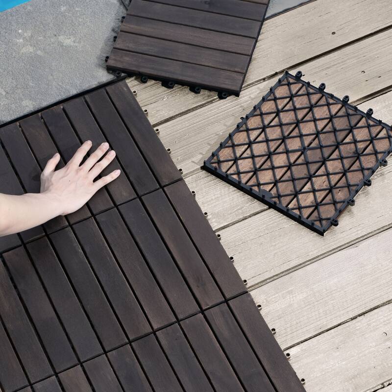 Dark Brown Square Acacia Hardwood Outdoor Flooring