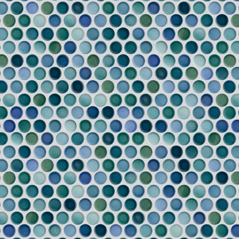 Merola Tile Hudson Penny Round Aquamarine 11-7/8" x 12-5/8" Porcelain Floor and Wall Tile
