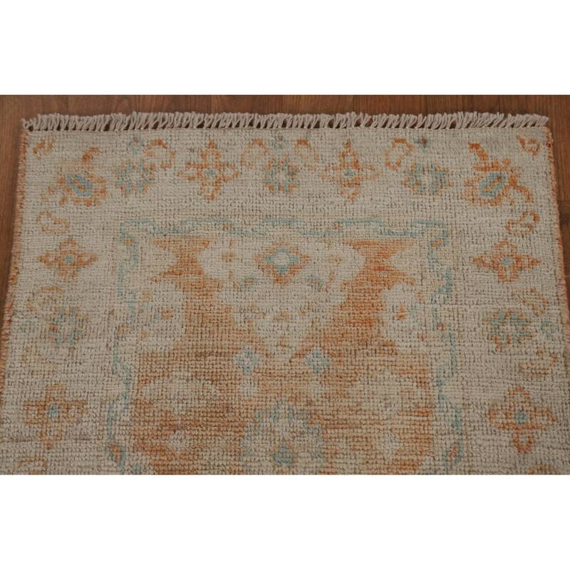 Muted Traditional Oushak Turkish Oriental Rug Wool Hand-knotted Carpet - 1'11" x 3'9"
