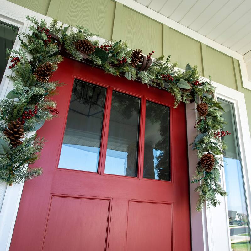9 ft. Artificial Christmas Garland with Lights - Winter Frost - Green