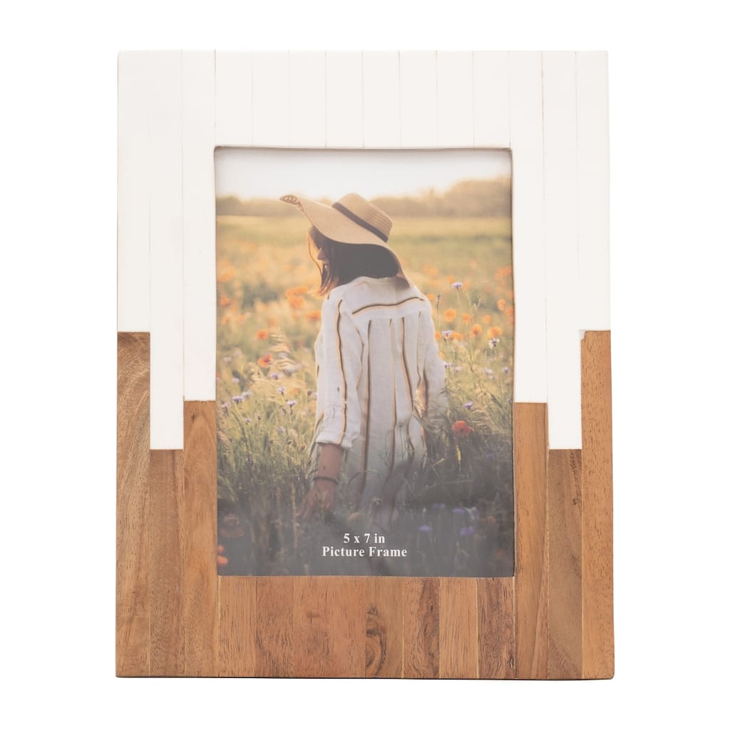 Sagebrook Home Rustic Resin & Wood Picture Frame with Glass Panel - Decorative Polyresin & MDF Photo Display