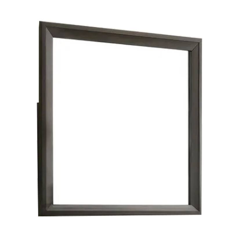 Fema Dresser Mirror, 35 Inch Bevel Edge Frame, Brown Wood