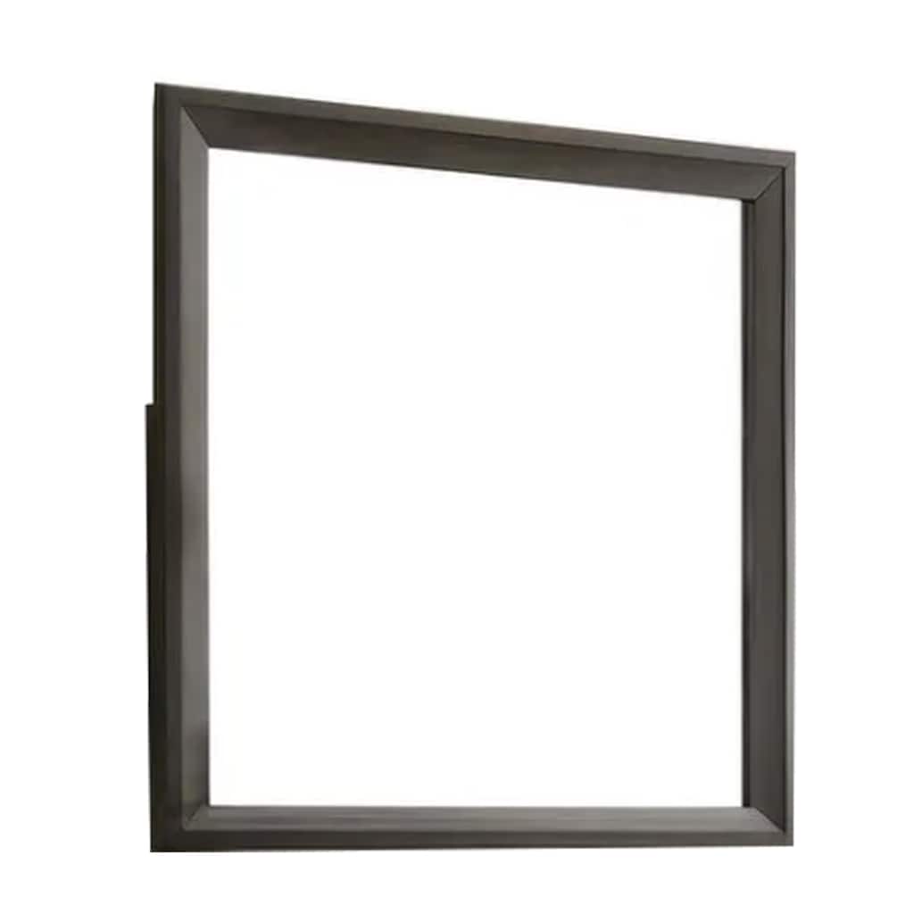 Fema Dresser Mirror, 35 Inch Bevel Edge Frame, Brown Wood