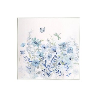 Stupell Butterfly Fluttering Blue Flowers Wall Plaque Art by Sally ...