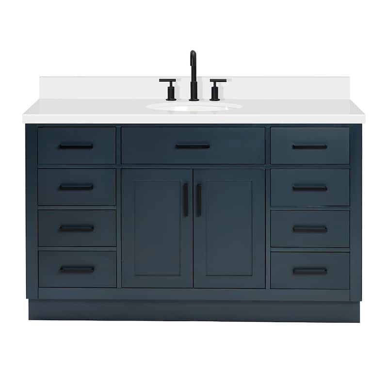 Ariel T055SWQOVO Hepburn 55" Free Standing Single Basin Vanity Set - Midnight Blue - Painted