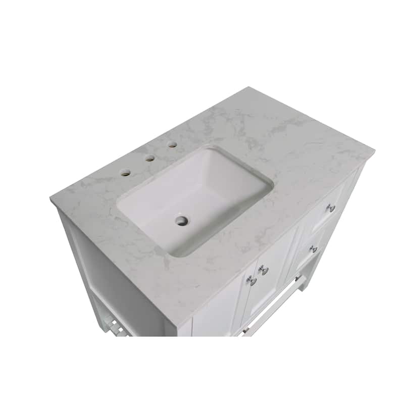 KitchenBathCollection Lakeshore 36" Bathroom Vanity with Engineered Carrara Top