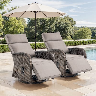 Pocassy 2PCS Versatile Outdoor Recliner Chair Beige Cushion