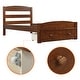 preview thumbnail 5 of 23, Twin Size Solid Wood Construction Platform Bed Frame with Additional Storage Drawer with Knobs and Casters
