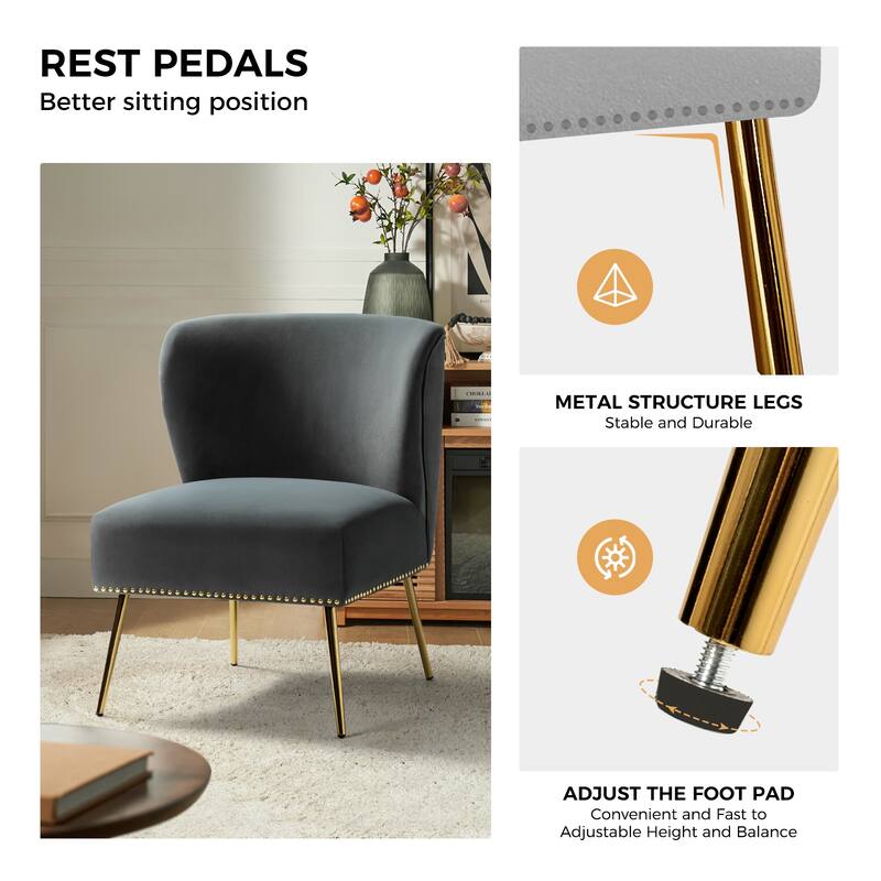 Celtia Modern Velvet Accent Side Chair with Nailhead Trim by HULALA HOME