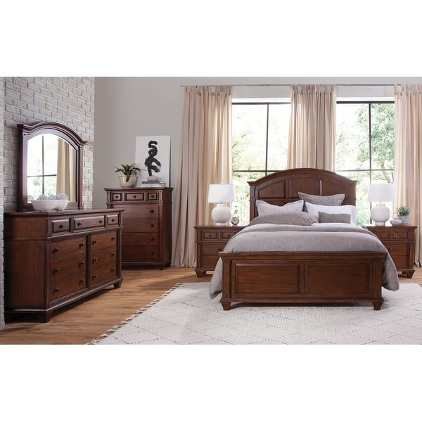 slide 2 of 11, Harbor Point Cherry Finished Arched Panel 4-Piece Bedroom Set by Greyson Living