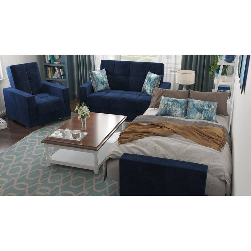 Collection Upholstered Convertible Loveseat With Storage