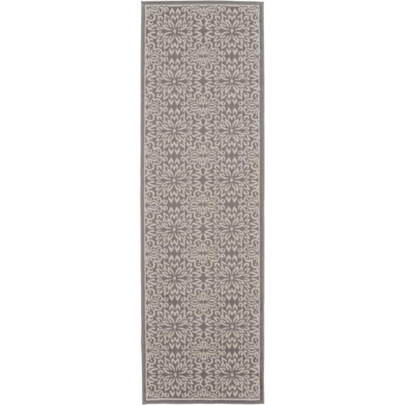 Nourison Jubilant Floral Medallion Area Rug - 2' 3" x 7' 3" - Grey