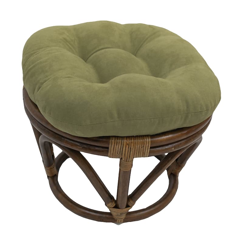 Bali 18-inch Footstool with Microsuede Cushion - Sage