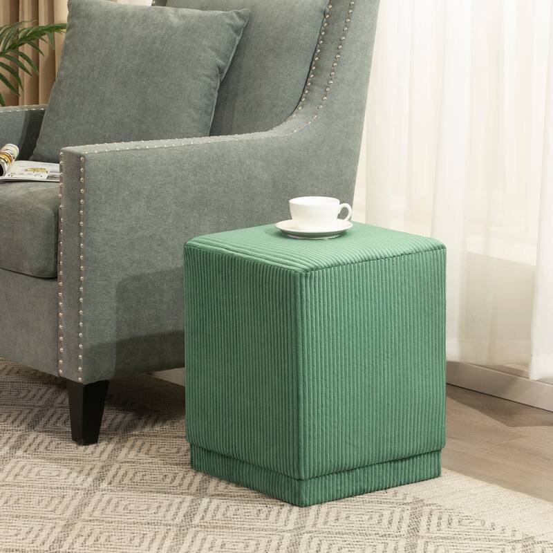 Adeco Ottoman Footrest Vanity Stool Gold Trim Footstool