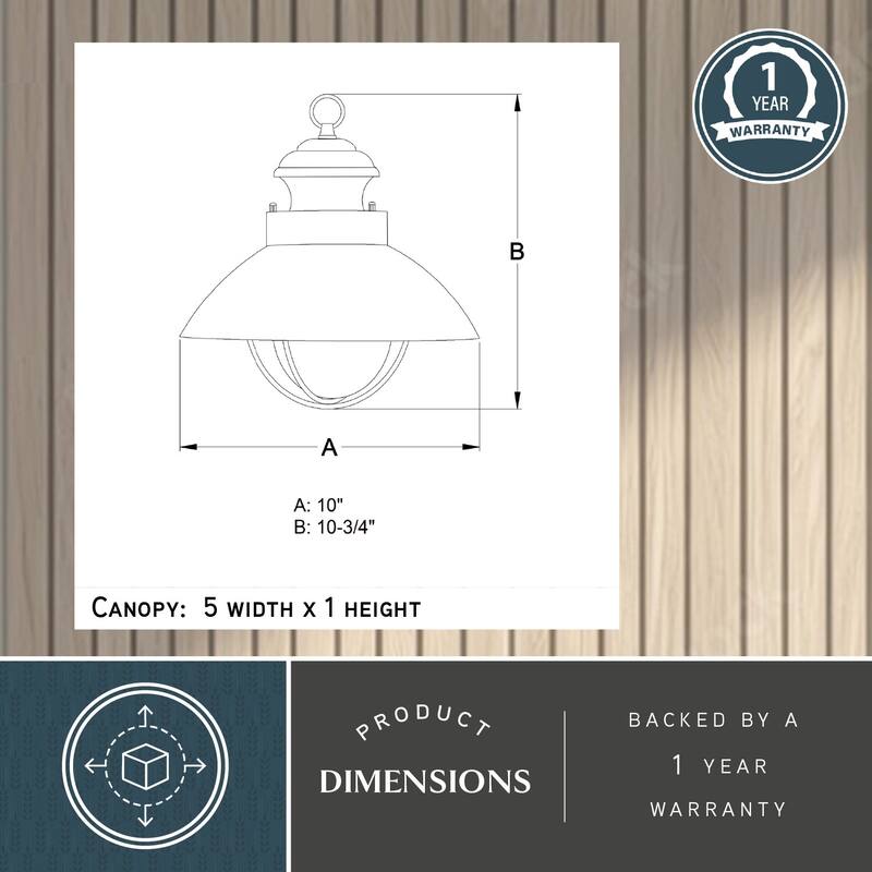 Harwich 1 Light Gray Coastal Outdoor Barn Dome Pendant Clear Glass - 10-in W x 10.75-in H x 10-in D