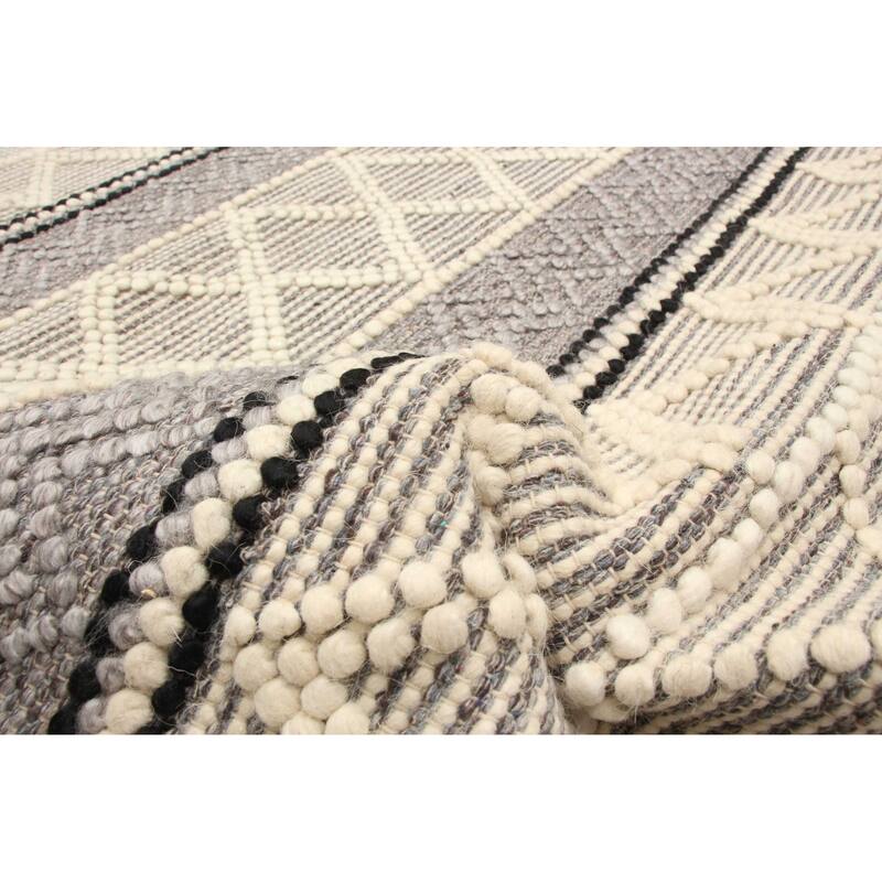 ECARPETGALLERY Braid weave Sienna Grey Wool Rug - 5'0 x 8'0