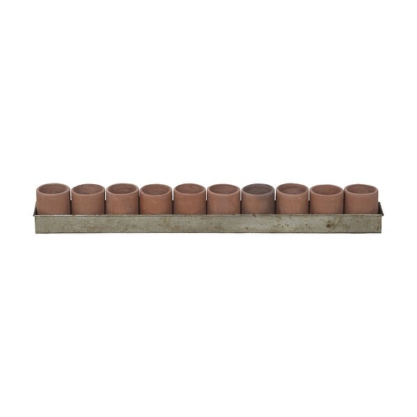 32” Brown Terra Cotta Tea Light Ring Candle Holder - N/A