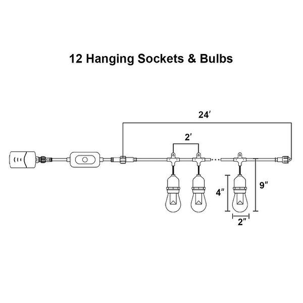 Costway 24FT LED Color Changing String Light Warm White RGB 12 Bulbs