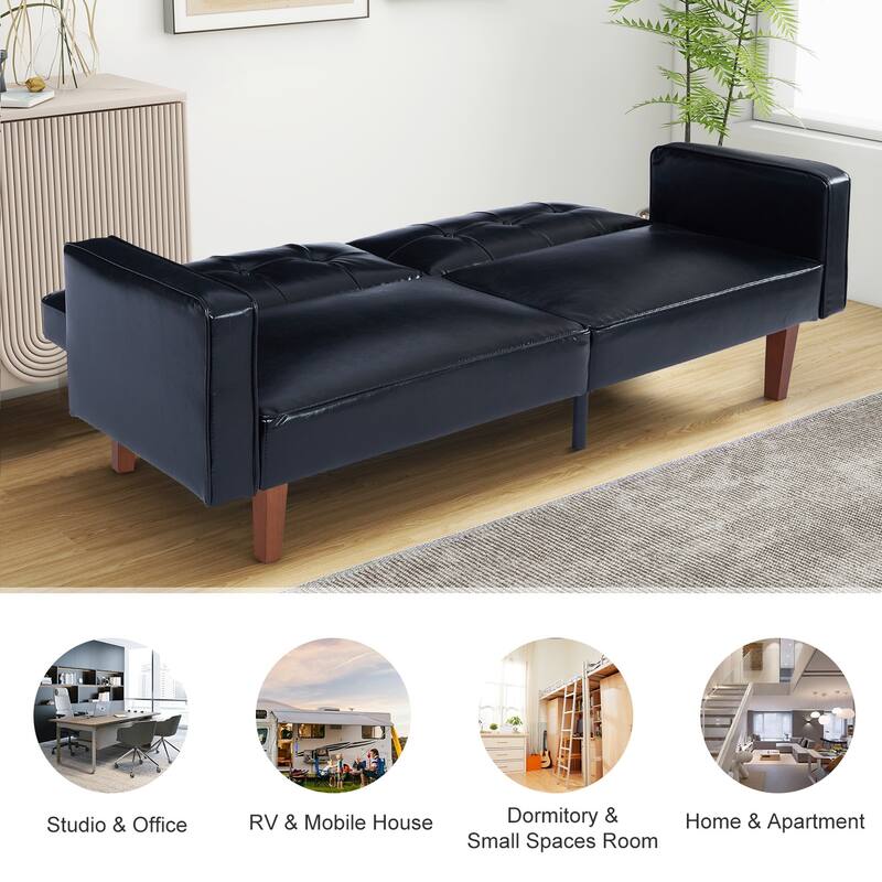 Futon Sofa Bed Couch Memory Foam Futon Convertible Couch Bed Sleeper for Living Room - 68.11"*30.11"*28.74"